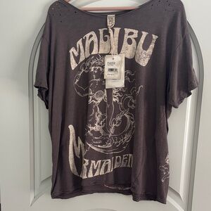 Magnolia Pearl Malibu Mermaid Ozzy Dark  Gray Graphic Tee NWT